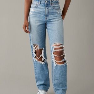 American Eagle Strigid Ripped Highest Waist Baggy Straight Jean